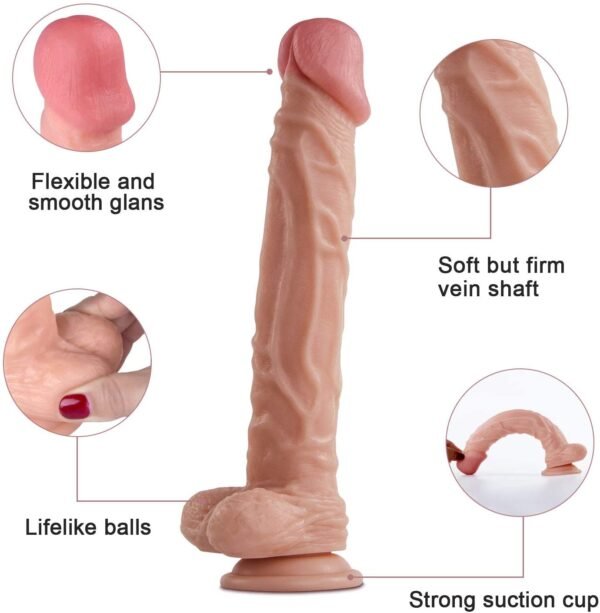 10 Inch Dildo Realistic Full Silicone with Suction Cup 3