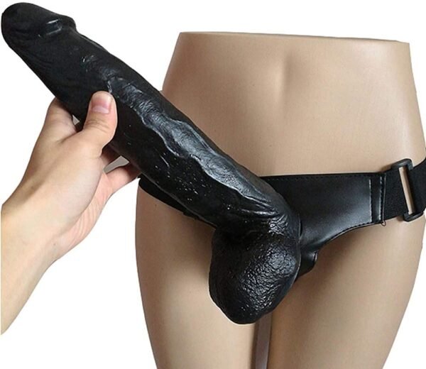 10Inch Big Black Solid Strap On Dildo (2)