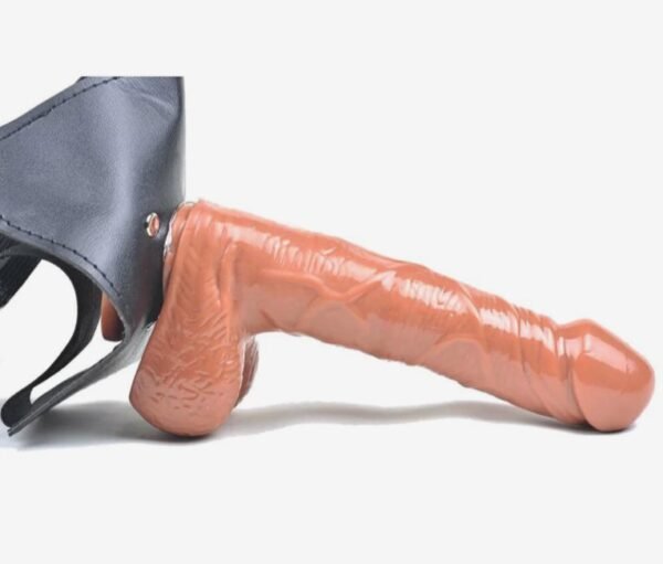 Brown Solid Strapon Vibrating Cock For Women 2