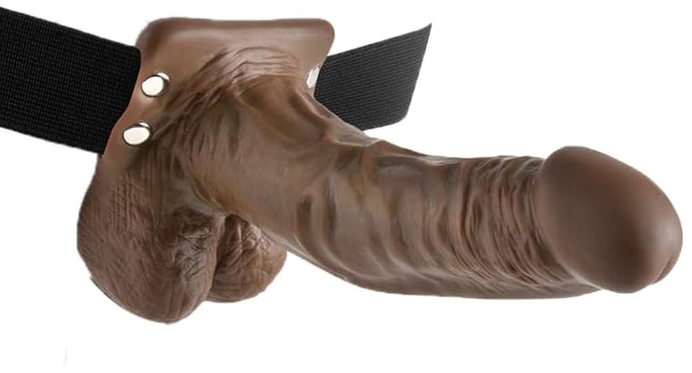 Chocolate Brown Hollow Strapon With Vibration and Balls