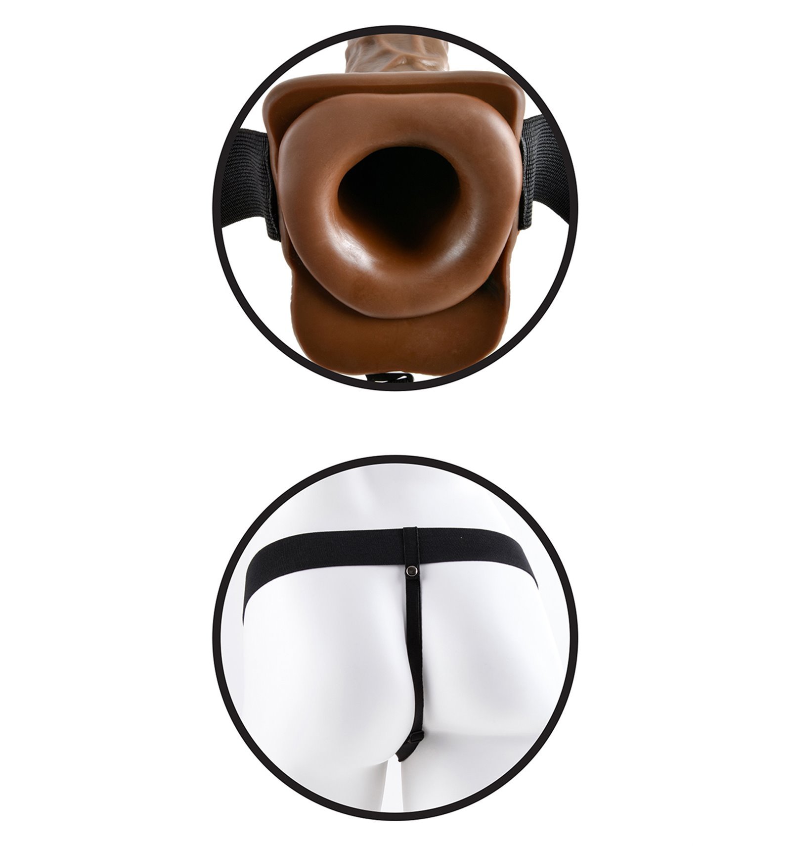 Chocolate Brown Hollow Strapon With Vibration and Balls 3