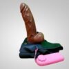 Chocolate Brown Hollow Strapon With Vibration and Balls 4