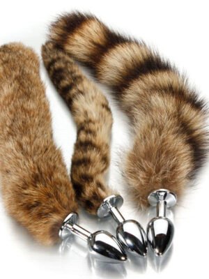 Fox Tail Brown Plated Metal Anal Plugs