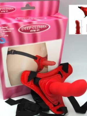 Red Deep Climax Strap On Dildo Realistic Penis Harness